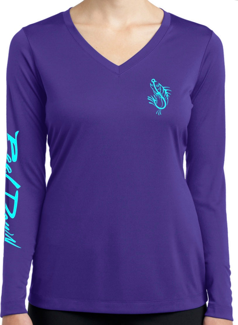 Ladies Purple RD Gear Turtle V-Neck LS