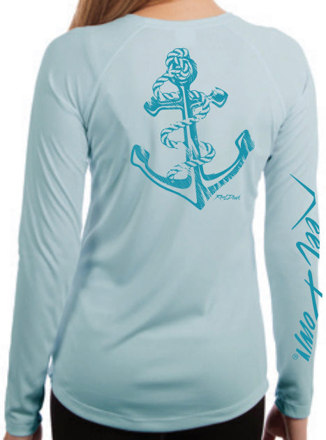 Ladies Arctic Blue Reel Down Anchor LS