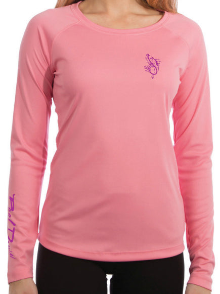 Ladies Pink RD Seahorse Scoop Neck LS