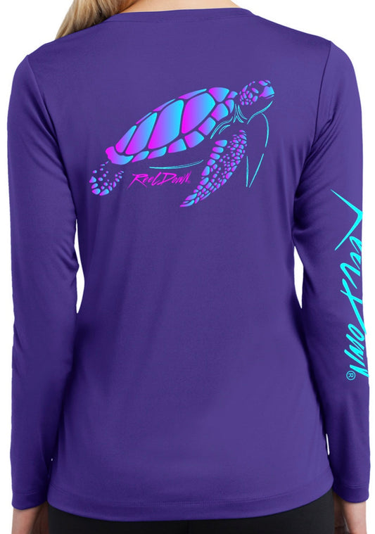 Ladies Purple RD Gear Turtle V-Neck LS